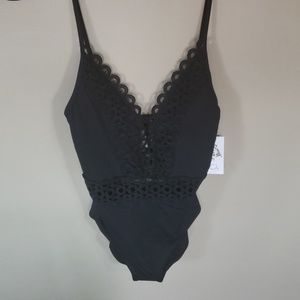 Black one piece bathing suit